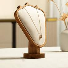 1pc Wooden Necklace Display Stand Jewelry Display Pendant Necklace Neck Prop Earring - View 9