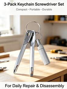 Stainless Steel Keychain EDC Tool Kit, Mini Cross Slotted Screwdriver & Portable Cutting Cutter With Keyring, Compact Pocket Multi Tool For Household Repair Box Unpacking Outdoor Camping - A - View 1