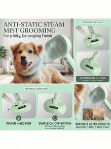 PETSIN 1 Pc Cat Steam Brush, 3 In 1 Cat Brush For Shedding & Grooming, Water Brush For Cats Dogs, Pet Hair Removal Comb For Long Short Haired Small Animal, Self Cleaning Slicker Brush With Release Button, Cat/Dog Steam Brush - Multicolor - View 4