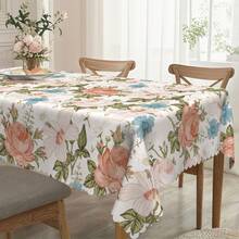 1 Stück Tischdecke mit Blumenmotiv, ländliches Blumendesign, Frühlings- und Sommerdekoration, frisches französisches Blumendesign Tischdecke, Sommer Vintage Muster Tischdecke, Polyester rund/rechteckig Tischdecke, Innen- und Außenbereich Esszimmertisch Dekoration, ideale Wahl für tägliche und Feiertags-Heimdekoration - Verschiedenfarbig - Übersicht 7
