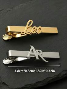 1pc Customized Stainless Steel Letter Tie Clip, Elegant Wedding Accessory, Personalized Stainless Steel Tie Clip For Men, Fashionable Suit Accessory, Suitable For Groomsmen And Wedding Gifts - Multicolor - View 4