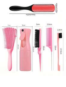 CHIGO 6pcs Hair Comb Set, Includes Wide Tooth Comb, 9-Row Brush, Massage Comb, Detangling Comb, Tail Comb, Edge Comb, Parting Comb And Styling Comb, Suitable For All Hair Types Salon Combs, Detangles Hair (Includes 1/3/6pcs Set) - Multicolor - View 12
