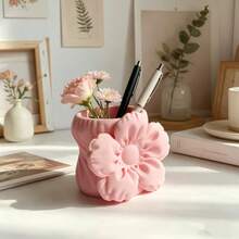 1pc Puff Flower Storage Bucket & Makeup Box - Lightweight Design, Suitable For Home Office Desk, Supports Embedded Installation, First Day Of School - Multicolor - View 5