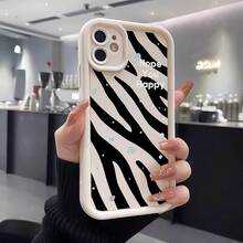 1pc [Pure Android Version] Zebra Stripe Snowflake Personalized Cute Minimalist Black & White Creative Girls Versatile Ins Soft Sweet European & American Girls Beautiful Pretty Vintage, Matte White Lens Frame Stepped Design Full Coverage Anti-Drop Soft Shell, [International Version Not Local Version] Suitable For Android/GALAXY/A/S/FE/PLUS/ULTRA/PRO/NOTE/POCO/X/Transsion/HOT/PLAY/SPARK/POP/SMART/RENO/Honor/E/G/Phone Case - Multicolor - View 6
