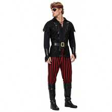 Halloween Pirate Costume For Men Including Pirate Headscarf Eye Mask Belt Performance Sets Carnival Party Outfit - Multicolor - View 4