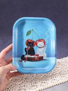 1pc Rolling Tray With Cigar Cat Pattern, Excellent Cigarette Rolling Tool, Ideal Holiday Gift - Print - View 12