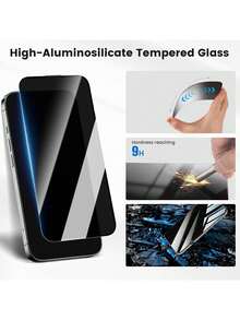 Yezodawee 2pcs Anti-Peeping Tempered Glass Screen Protector With Auto-Alignment Installation Kit, Compatible With IPhone 17 Pro Max/17 Air/17e/16 Pro Max/16e/15 Pro Max/14 Plus/13 Pro Max/12 Pro/11 Pro Max/Xs Max And More, Full Coverage, Anti-Fingerprint, Anti-Drop - Black - View 5