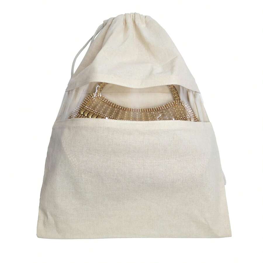 1pc Handbag Dust Bag With Transparent Window, For Bag Storage, Dust-Proof And Moisture-Proof; 3 Different Sizes Mixed Pack, Suitable For Closet Bag Storage, Drawstring Dust Cover, Also Can Be Used As Shoe Storage Bag, Travel Storage Bag And Protective Bag - Multicolor - View 1