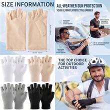 Sureio 4 Pairs Sun Protection UV Gloves For Women Fingerless Hand UV Protection Glove For Gel Manicures Summer Driving Biking - Black White Khaki Gray - View 1