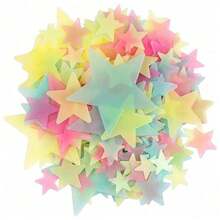 100/200pcs Glow-In-The-Dark Star Wall Stickers, Fluorescent Wall And Ceiling Star Decals, Make Bedroom Shine Like Night Sky, Bedroom Decor, Home Decoration - Multicolor - View 2