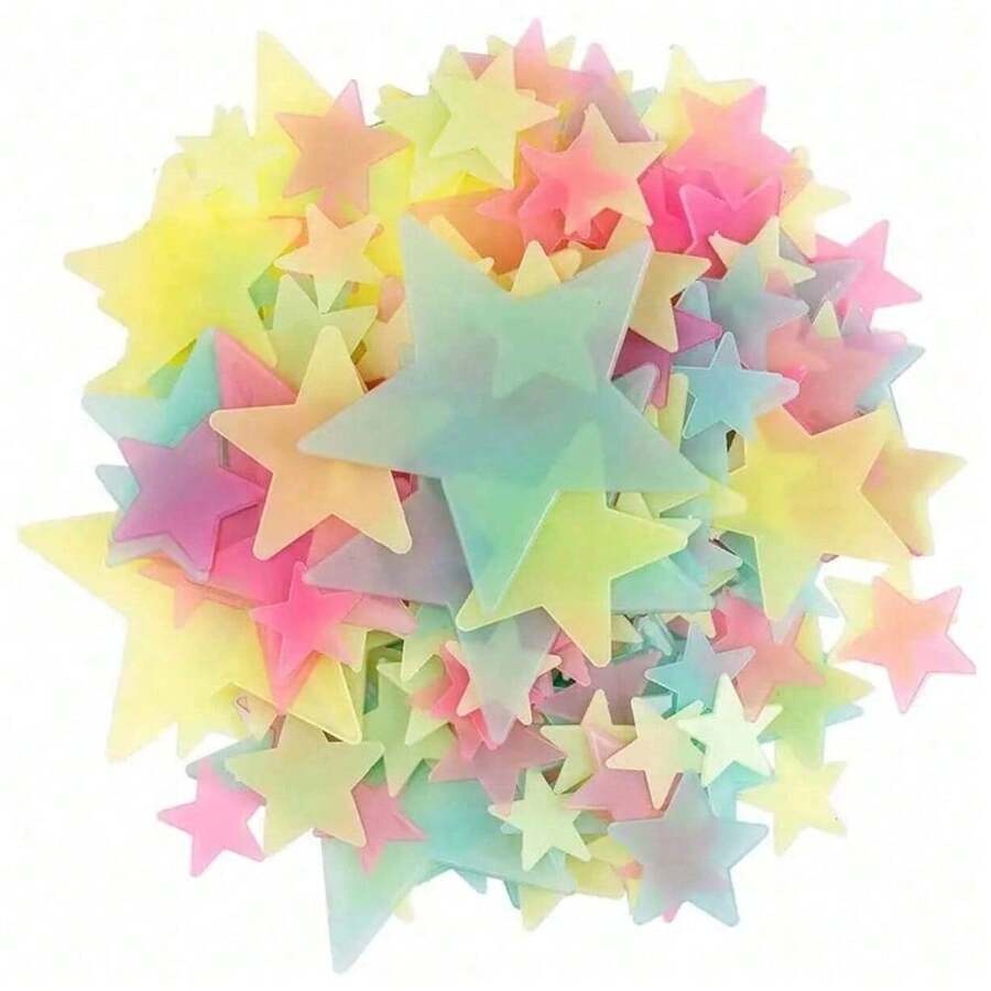 100/200pcs Glow-In-The-Dark Star Wall Stickers, Fluorescent Wall And Ceiling Star Decals, Make Bedroom Shine Like Night Sky, Bedroom Decor, Home Decoration