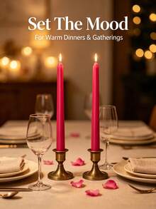 Bright Pink Taper Candles, 4/8pcs Drip-Free Magenta Dinner Candles, Long Burning Unscented Candles, Suitable For Weddings, Home Decor, Tabletop, Romantic Gatherings And Holiday Decorations - one-size - View 2