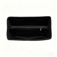 Organizador de bolso forrado de fieltro, bolsa de maquillaje de múltiples bolsillos, bolsa interior portátil para bolso - Negro - Ver 4