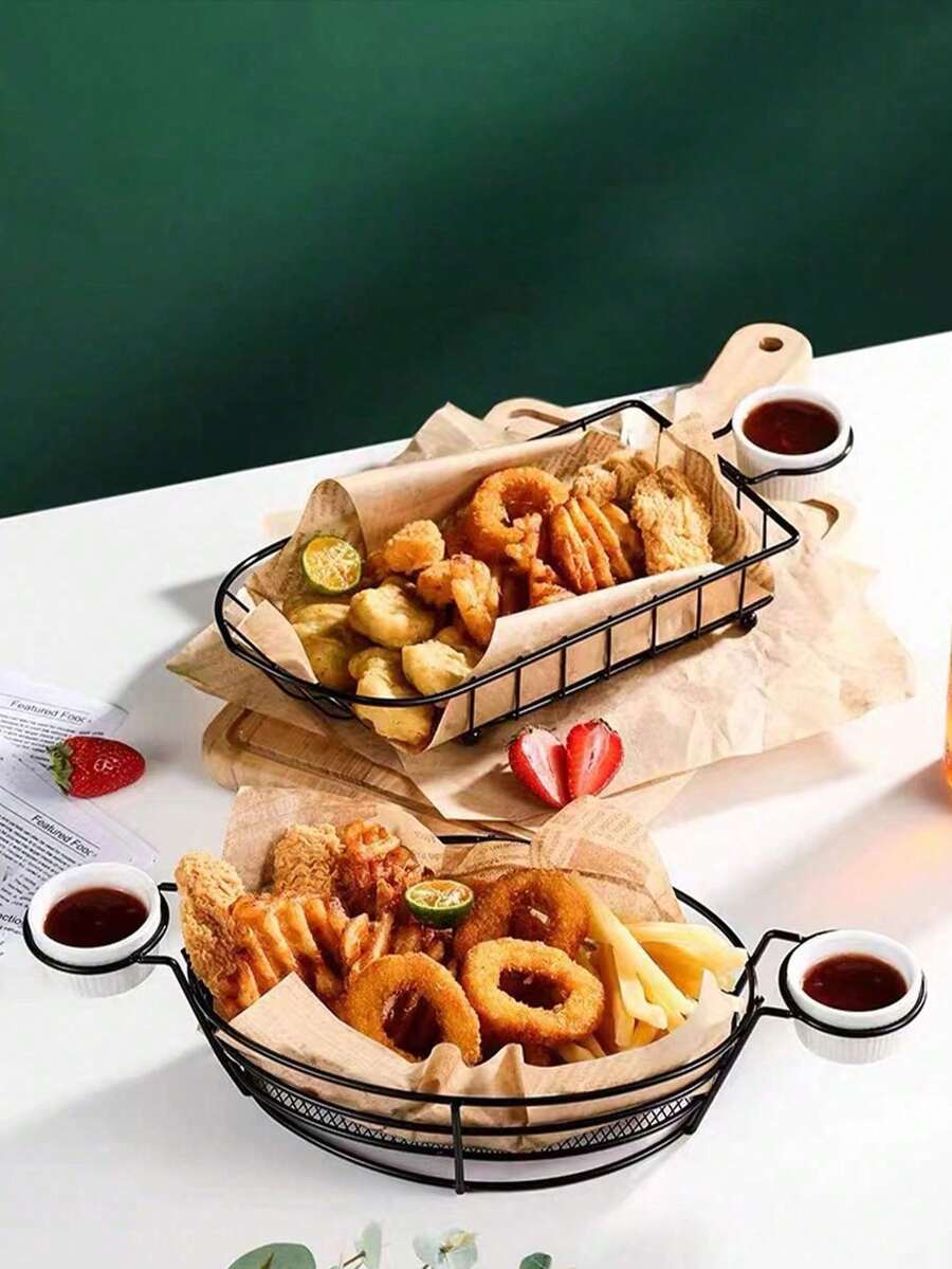 1個美式加厚零食籃,耐油鐵絲炸物盤,炸雞與薯條盛裝籃 - 查看 1