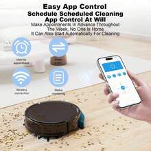 Robot Vacuum Cleaner, 2000Pa Super-Strong Suction, Deep Cleaning Robotic Vacuum Cleaner With 3000mAh Battery, Sweeping & Mopping, Ideal For Pet Hair, Hard Floor And Low Pile Carpet - Multicolor - View 9