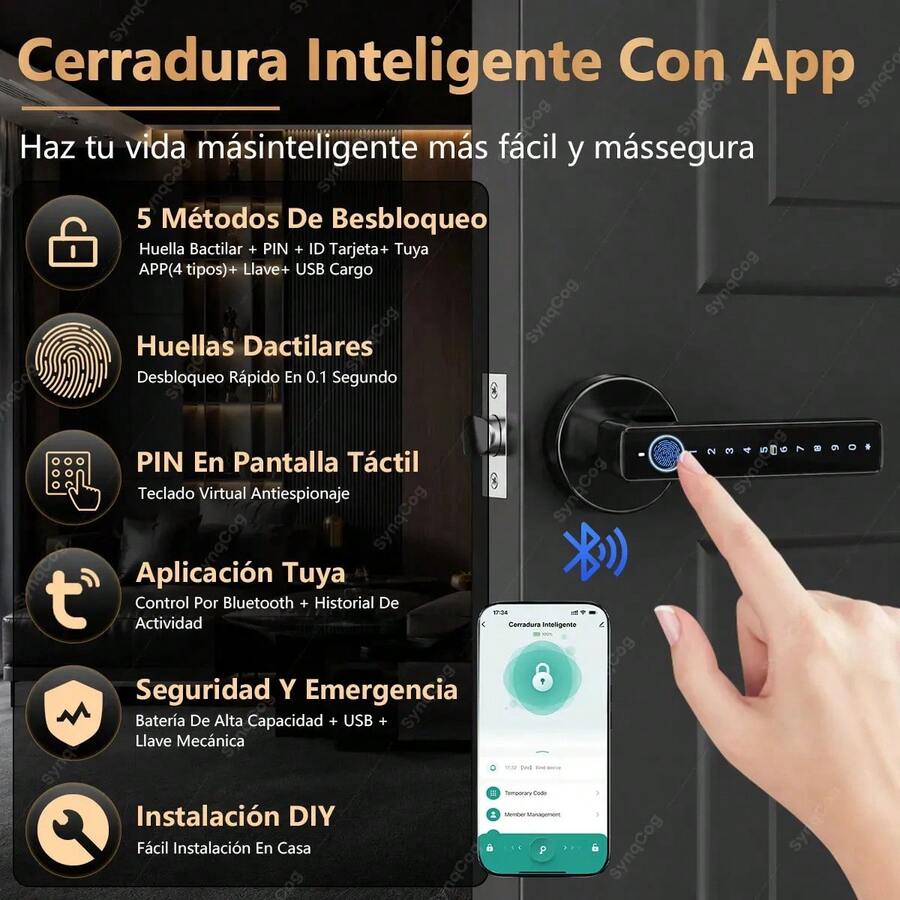 Smart Door Lock - Black - View 1