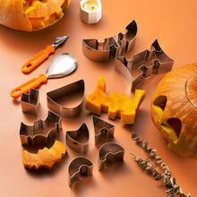12pcs Stainless Steel Halloween Pumpkin Carving Set, Cookie Cutter, Baking Tools, Pumpkin Lantern DIY Carving Tool Kit - Silver - View 3