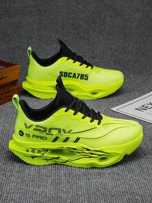 Men's Running Shoes, New Ultra-Light Carbon Plate Running Shoes For Men, Suitable For Marathon, Daily Jogging, Cushioning Soft Sole Racing Super Shoes - Fluorescent Green - View 2