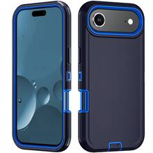Funda de teléfono resistente de 3 en 1 de grado militar, funda protectora de Body completo resistente a golpes, antideslizante y a prueba de agua, resistente a arañazos, universal, accesorio de teléfono práctico como regalo para el Festival de Primavera y uso diario - Azul profundo - Ver 23