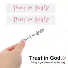 2Pcs Trust In God Car Stickers, Inspirational Quote Waterproof Vinyl Decals, Religious Faith Decoration For Rearview Mirror, Window And Auto Interior - Pink/2pcs - View 3