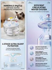 PETSIN 1pc 50.72oz USB Powered Automatic Pet Water Fountain, Quiet Operation, Easy Clean Design, Suitable For Cats & Small Pets, No Battery Required (Adapter Not Included), Random Color Water Pump - Multicolor - View 4