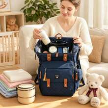 Large Capacity Diaper Bag Backpack, Multifunctional Maternity Bag For Mom, Lightweight Care Backpack For Stroller Walks, Park & Weekend Getaways - Blue - View 6