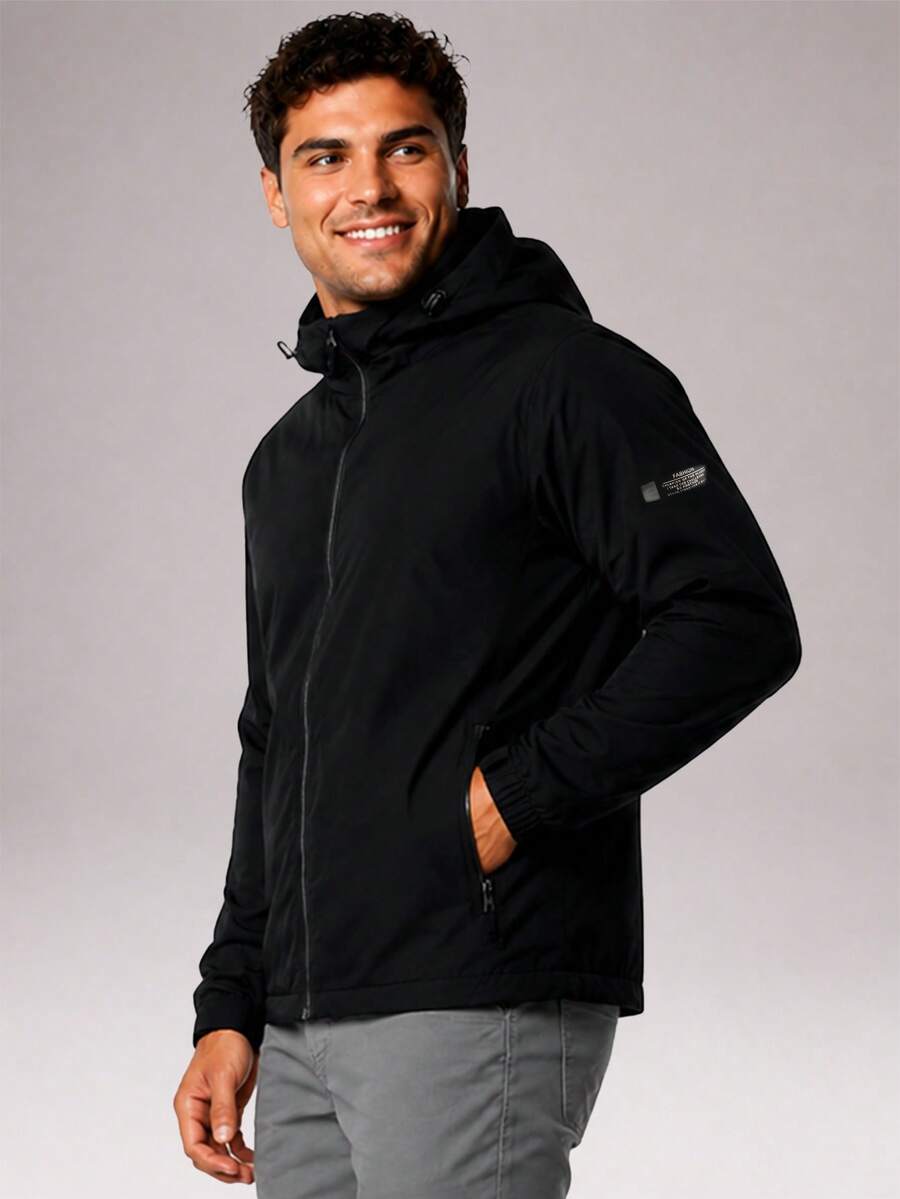 CZRLHYT Men's Lightweight Outdoor Jacket With Detachable Hood, Suitable For Travel, Hiking And Cycling Outdoor Gear - Black - View 1