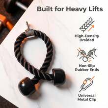 Heavy-Duty Woven Fitness Pull Rope With Non-Slip Coated Ends And Metal Quick Buckle, Suitable For Gym Pulldown Machines And Home Back Strength Training - Black - View 8