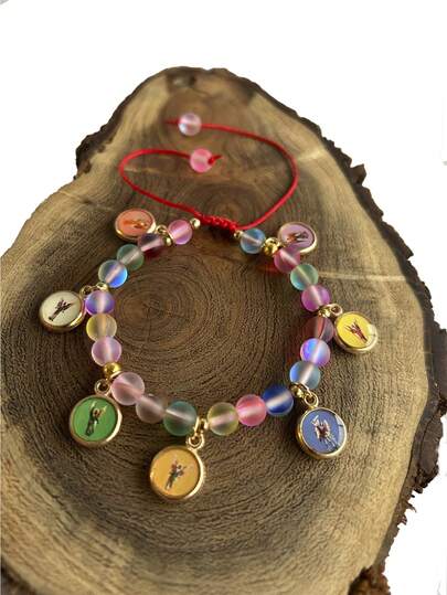 Pulsera de 7 Arcangeles con Cuentas de Cuarzo Electrificado Ajustable