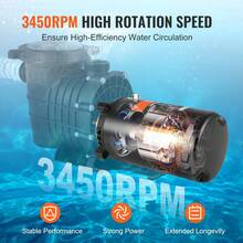 Motor de bomba de piscina    de , estructura 56J, 115 V (8 A)/230 V (4 A), 3450 RPM, 60 Hz, factor de servicio 1,5, condensador de 80 μF/250 V, motor de repuesto con brida redonda y rotación en sentido antihorario. - 0.75 CV - Ver 3