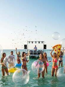 1 pieza Pelota de playa inflable de PVC de unicolor transparente, inflable para piscina, artículos esenciales de playa, flotador de piscina - Multicolor - Ver 7