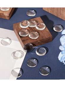 20pcs Round Transparent Flat Bottom Glass Cabochons, Clear Glass Round Patches, Suitable For Embossed Photo Pendants, Handmade Felt Simulated Animal Eyes Glass Beads Jewelry Making, Blank Base Trays, Bracelets, Necklaces, Earrings DIY Jewelry Making Accessories Perfect For Creating Unique Collectibles - Glass - View 6