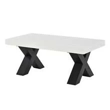 Rectangular Coffee Table - Glossy Top - X-Shaped Leg Side Table For Living Room, Balcony, Bedroom, - Black and White - View 8