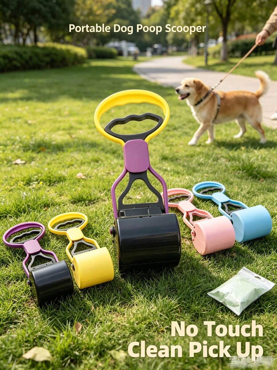 Portable Dog Poop Scooper, Contactless One-Handed Operation Pet Waste Cleaner, Lightweight And Durable Dog Poop Scooper, Suitable For Dog Walking, Yard Use And Travel, Universal For Small, Medium And Large Pets - View 1