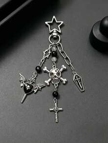 Sweet Gothic Skull Cross Keychain, Vintage Dark Punk Bag Pendant Accessories - Multicolor - View 4