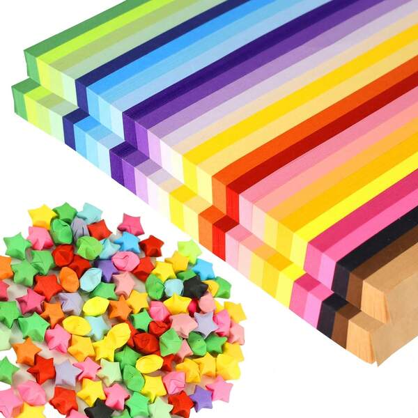 2060 Sheets Origami Paper Star Paper Strips 27 Assortment Color Star Papers Lucky Wish Double Sided Origami Stars Paper Solid Color Diy Hand Art Crafts Gift For Children And Adults (2060)
