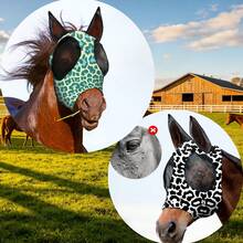 2pcs Leopard Print Horse Face Mask, M/L Size Optional, Comfortable Horse Face Mask With Ears, UV Protection And Sun Protection, Soft And Lightweight, Breathable, Mosquito And Fly Proof - Decorative - View 1