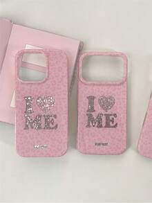 1 buah Casing Ponsel Lembut Transparan Warna Pink Muda Motif Leopard Berbentuk Berlian dengan Tulisan "I Love Myself" dan Huruf Hati, Kompatibel dengan iPhone 16 Pro Max, 15, 14, 13, 12, 11, Pro Plus, 16E, Jendela Kamera Terpisah Ukuran Besar, Desain Perlindungan Penuh, Tahan Air, Tahan Guncangan, Anti Jatuh, dan Tahan Aus dari Bahan TPU. - Berwarna merah muda - View 6