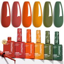 Beetles 6PCS 15ml Fall Gel Nail Polish Set, Golden Hour Collection, Burgundy, Orange, Dark Red & Green Soak Off UV LED Gel Polish - 6PCS 15ml Golden Hour - 查看 7