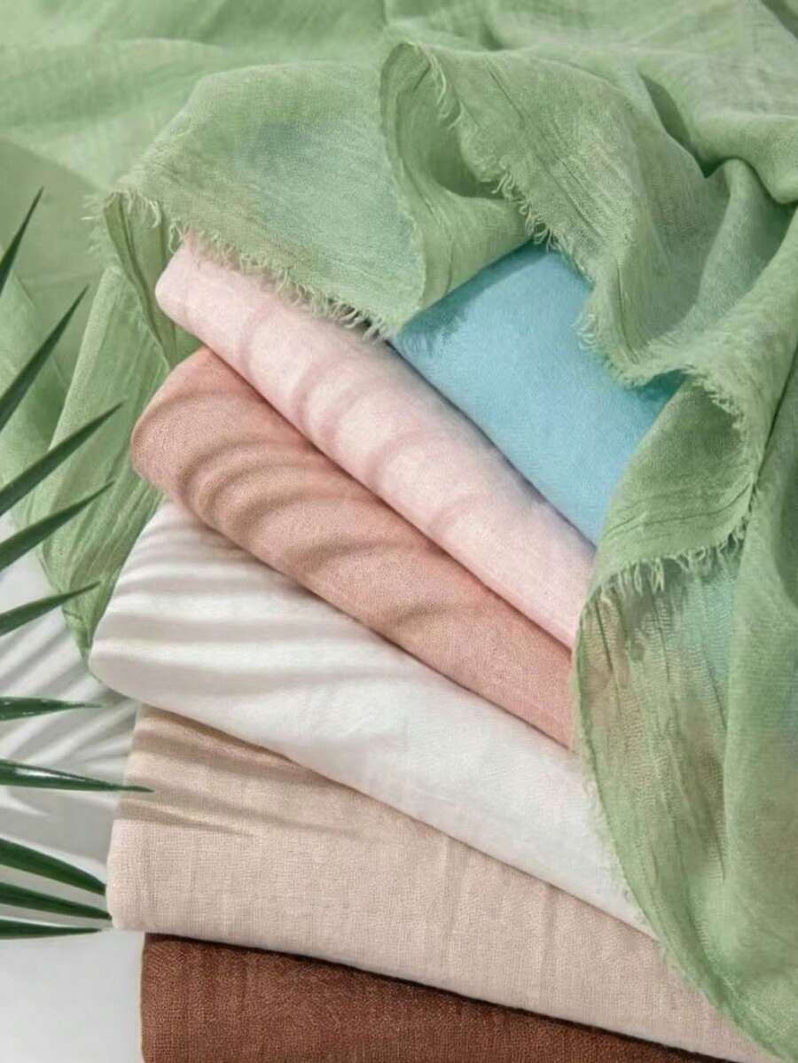 1 Pc New Solid Color Cotton And Linen Scarf Women's Spring And Summer Solid Color Japanese And Korean Style Scarf Sunscreen Warm Shawl Simple Vintage - Multicolor - View 1