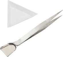 10pcs White Triangle Bead Sorting Trays And 1pcs Silver Color Handy Tweezer With Scoop, Craft Beading Tweezers, Jewelry Tweezers For Seed Beads - White - View 1