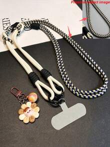 2 peças/1 peça Cordão para Telefone, Cordão para Telefone 2 em 1 Dopamina Menina Doce Rosa & Verde Bloco de Cor, Longo Transversal + Curto de Pulso Uso Duplo, Corda Trançada à Mão com Nó e Pingente de Flor de Desenho Animado, Acessório de Telefone Portátil Anti-Perda, Encanto de Bolsa e Chave para Passeio e Deslocamento Diário de Meninas, Pulseira para Smartphone, Halloween - Multicolorido - Visão 15