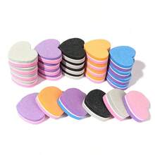 10-60pcs Mini Heart-Shaped Double-Sided Nail Files, Portable Polishing Buffing Blocks, Foam Nail Care Tools - Heart-shaped - View 5
