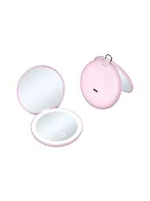 SEAMIRROR Portable Pocket Mirror With Light, Foldable Makeup Princess Mirror, 1X/2X Magnifying Mirror, Handheld Rechargeable Makeup Mirror, LED 3-Color Light, Stepless Dimming - Multicolor - View 9