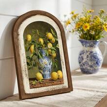 1/4pcs Arched Wooden Sign Rustic Style Wooden Yellow Lemon Art Desktop Decor Wall Hanging Ornament, Suitable For Kitchen Dining Room Farmhouse Home Vintage Kitchen Decoration - Lemon - View 10