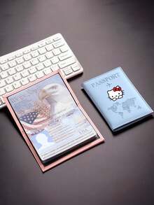 SANRIO 1 Buah Tempat Paspor Hello Kitty, Sampul Pengorganisasi Dokumen Perjalanan dengan Motif Dunia dan Slot Kartu untuk Wanita, Liburan, Perjalanan Bisnis & Wisata - MultiWarna - View 4