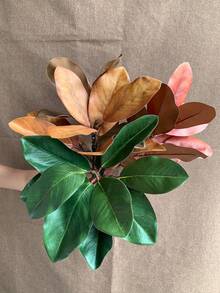 1pc Artificial Magnolia Branch, Home Potted Plant Decor, Hotel Decoration & Display Window Accent, Artificial Greenery, Valentine's Day, Gift - Multicolor - View 1