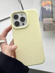 VRNOEI 新款奢華淺黃色手機殼，相容 iPhone 17、16、15、Pro 14 Plus 13、12、11、17 Pro Max Air Plus，防摔光滑保護殼，耐用，極簡設計，優質材質 - 淺黃色 - 查看 4