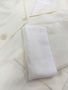 女款寬鬆版型撞色翻領長袖西裝外套，休閒通勤風，返校季、辦公穿搭、秋季外出穿搭 - 彩色 - 查看 10
