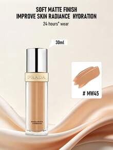 Prada Reveal Skin Optimizing Foundation #MW45 (Medium Warm) Color 30ml/1 Oz | Long-Lasting | Buildable Medium Coverage | Soft Matte Finish | Enhances Skin's Natural Radiance And Hydration - MW45 - 30ml - View 1